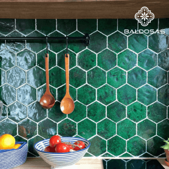 green hexagon tiles